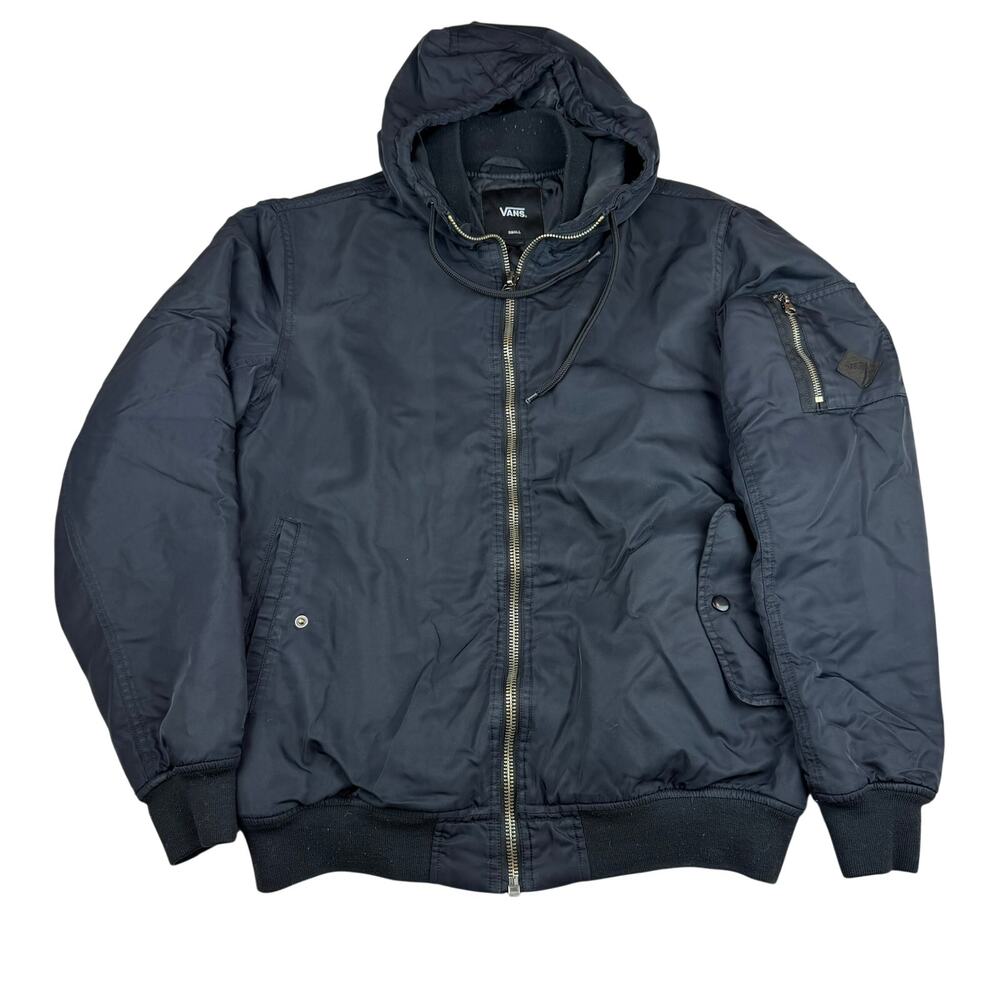 Vans Hooded Bomber Jacket Black Small Skate Puffer